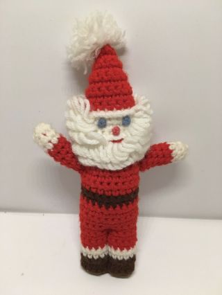 Vintage Handmade Knitted Crocheted Christmas Santa Claus 10”