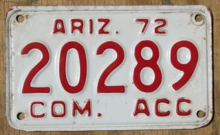 Arizona Acc / Motorcycle Size License Plate 1972 20289