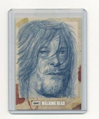 Topps Walking Dead Season 8 Daryl Sketch Card By Artist Phillip Trujillo 1/1
