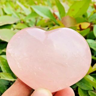 200g Heart - Shaped Natural Rose Pink Quartz Crystal Polished Rock Madagascar A696