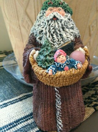 June McKenna Collectible Santa with Basket Signed 1992 2