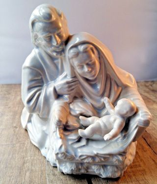 Vtg 1984 Handmade Holy Family Jesus Mary Joseph Ceramic Statue Byron Mold Signed
