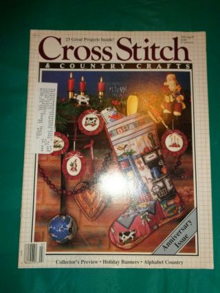 Cross Stitch & Country Crafts July/aug 87 Holiday Banners Stockings & Alphabet