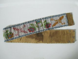 Old Vintage Native American Indian Floral Loom Beaded on Leather Wide Belt 3