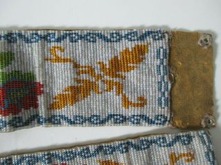 Old Vintage Native American Indian Floral Loom Beaded on Leather Wide Belt 5
