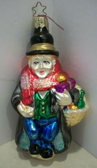 Rare Ebenezer Scrooge Hand Blown Glass Christmas Ornament Euc 5.  5 "