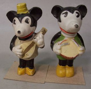 Wonderful Antique Bisque Mickey And Minnie Mouse,  Made In Japan