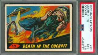 1962 Topps Mars Attacks Death In The Cockpit 12 Psa 5.  5 (,)