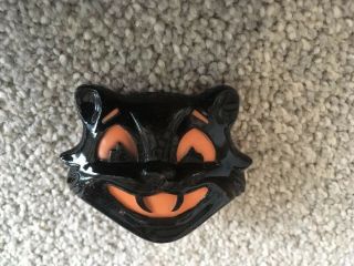 Vintage Halloween Plastic Orange & Black Cat Clicker Noise Maker Toy