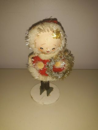 Vtg Mrs.  Santa Claus Sock Face Wreath Figurine Japan 1961