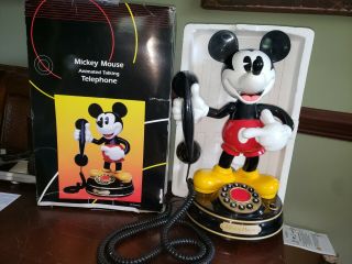 Vintage Mickey Mouse Animated Talking Telephone - Walt Disney Phone 1997 W/ Box