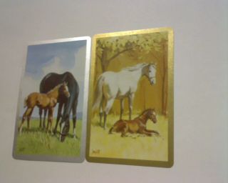 2 Single Swap/playing Cards - Pair Horses & Foals (savitt)