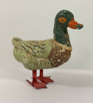 Antique Putz Duck Goose Composition Figure Lead Feet Italy