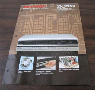 Vintage 1982 Sharp Vc - 9600 8 Hour Video Cassette Recorder Vhs Dealer Brochure D
