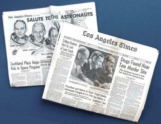 Apollo 11 Salute To Astronauts Newspaper Los Angeles Times Aug 13,  1969 Manson