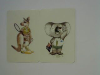 2 Swap/playing Cards - Pair Australian Animals Koala & Kangaroo