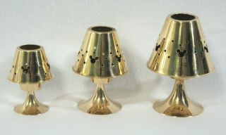 3 Disney Mickey Mouse Ears Brass Votive Candle Holders Metal Lamp Shades