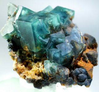 Rare Turquoise Color Zoned Fluorite Crystal From Yaogangxian Mine,  China