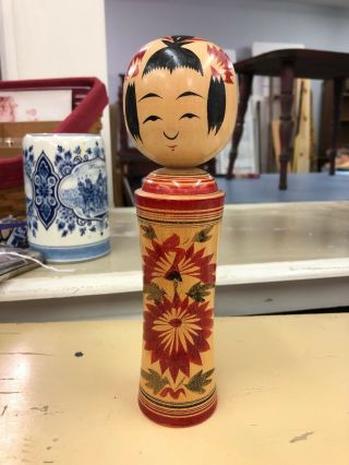 Vintage Signed Japanese Wooden Kokeshi Doll.  8.  5” Tall.  Euc