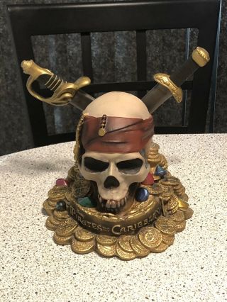 Pirates Of The Caribbean Large Skull And Daggers Coin Bank From Disney Store