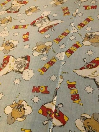 Vintage Tom And Jerry Twin Size Flat Sheet Rare 3