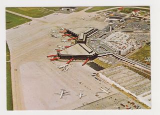 Germany Hannover Airport Aerial View Many Airplanes Color Photo Postcard
