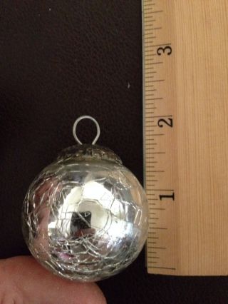 1 Kugel Heavy Glass Mirror Crackle Christmas Ornaments Silver Orb 2 In.