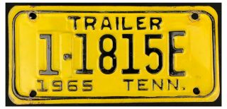 Tennessee 1965 Trailer License Plate 1 - 1815e