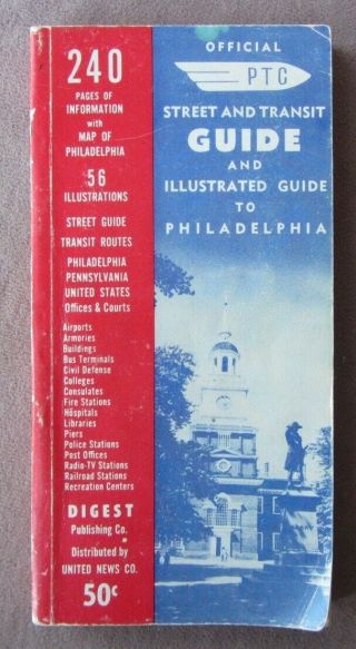 Vintage 1958 Philadelphia Transportation Ptc Street,  Transit Map Guide Photos