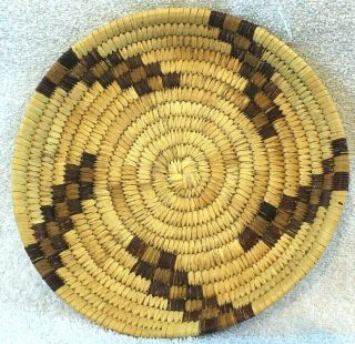Native American Woven Coil Basket Authentic Mexico 9 " Dia 1940s - 1950s