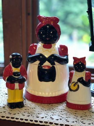 Aunt Jemima Cookie Jar With Uncle Moses And Aunt Jemina Bells