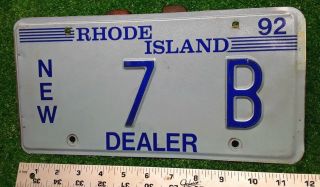 Rhode Island - 1992 Single Digit Dealer License Plate,  Great Colors.  Number 7