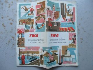 1954 Twa Trans World Airlines Booklet Of International Air Routes Maps