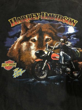 Rare Vintage 1989 Harley Davidson T - Shirt The Lone Wolf Memphis 80s Mens Xxl