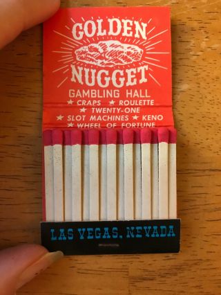 Golden Nugget Gambling Hall Casino Las Vegas Vintage Matchbook Travel Souvenir 3