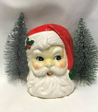 Vintage Rubens Santa Head/vase Candy Cane Holder Christmas Decoration