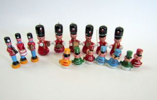 Vintage Christmas Miniature Wood Soldiers Musical Hand Painted