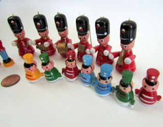 Vintage Christmas Miniature Wood Soldiers Musical Hand Painted 4