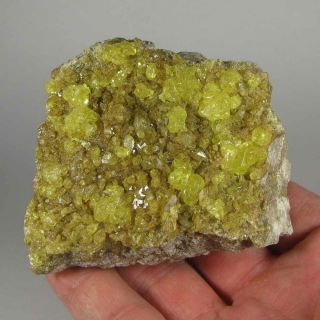 2.  9 " Yellow Sulfur Crystals Cluster - El Desierto Mine,  Bolivia