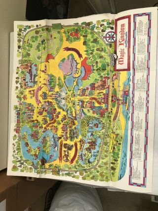 Vintage Guide Map Of Magic Kingdom Walt Disney Land - 28 " X 25 "
