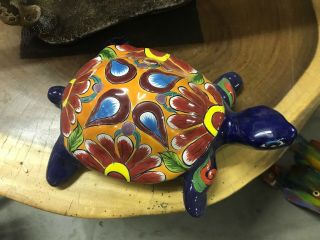 Hand - Painted Mexican Talavera Ceramic Sea Turtle La Tortuga