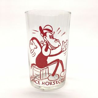 1930s Walt Disney Horace Horsecollar Sitting On Box Promo 8 Oz Dairy Juice Glass