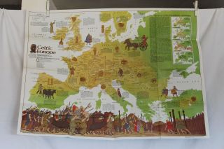 1977 National Geographic Europe Map Celtic - 22 X 30 Inches