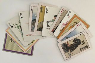 12 Vintage Playing Cards Asian Ladies/children Kimonos/lanterns/hand Fans