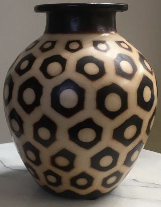 Chulucanas Peru Segundo Carmen Signed Handmade Pottery Vase Folk Art 6 "