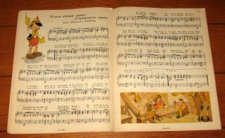 Walt Disney ' s Pinocchio Sheet Music 1940 France 17 pages RARE 8