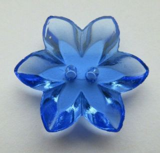Brilliant Antique Vtg Cobalt Blue Depression Glass Button Faceted Flower (i)