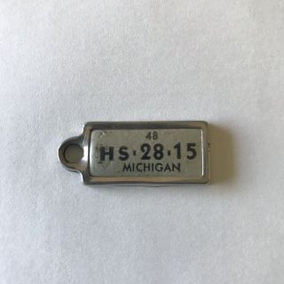 Vintage Disabled American Veterans Mini License Plate Keychain Michigan 1948