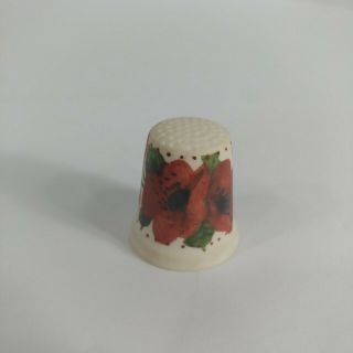 Hand Painted Collectable Thimble Floral Poppies