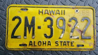 1969 Hawaii Hi Hawaiian Aloha State Passenger License Plate 2m - 3922